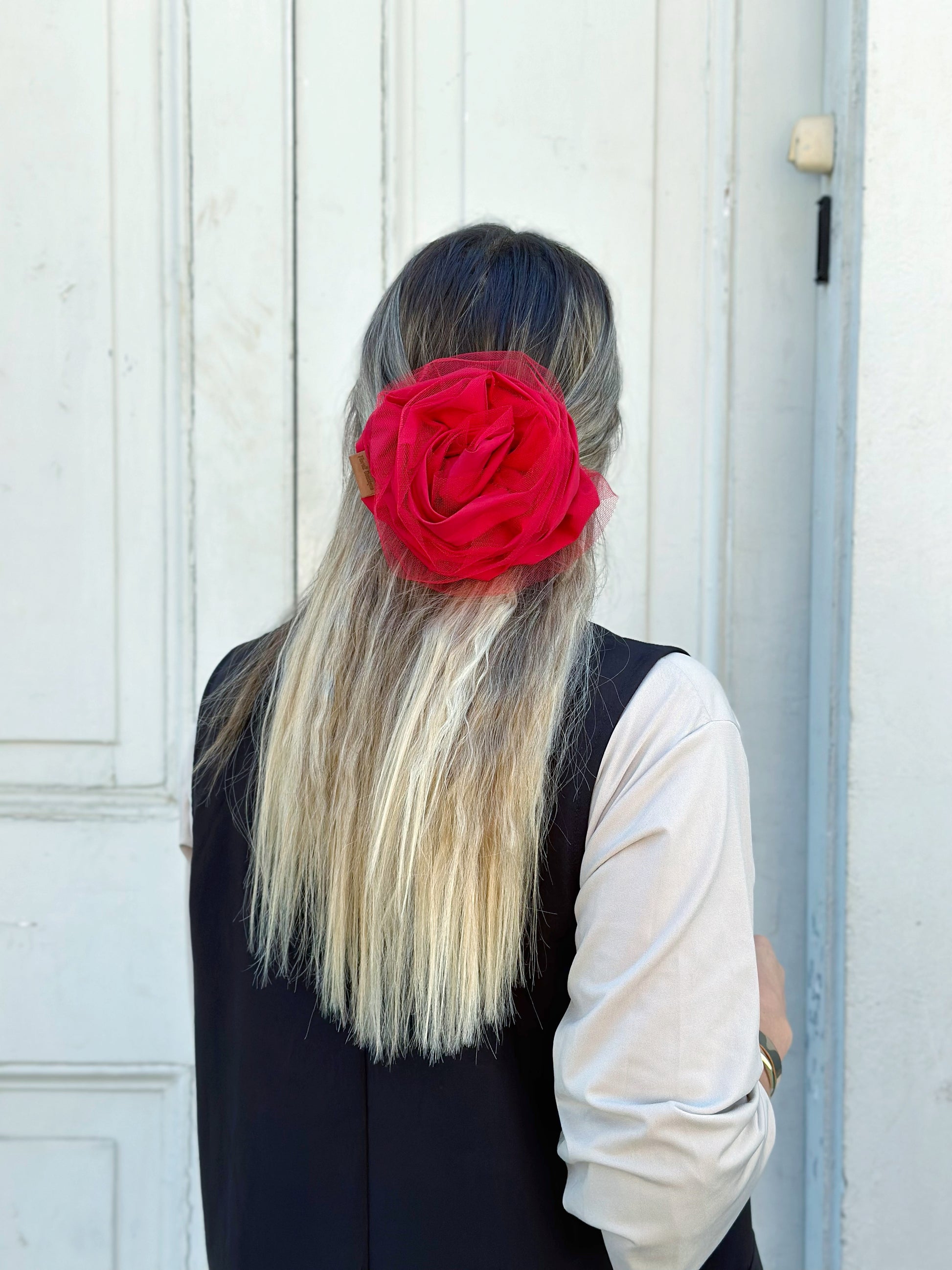 Flor Roja Tul Grande