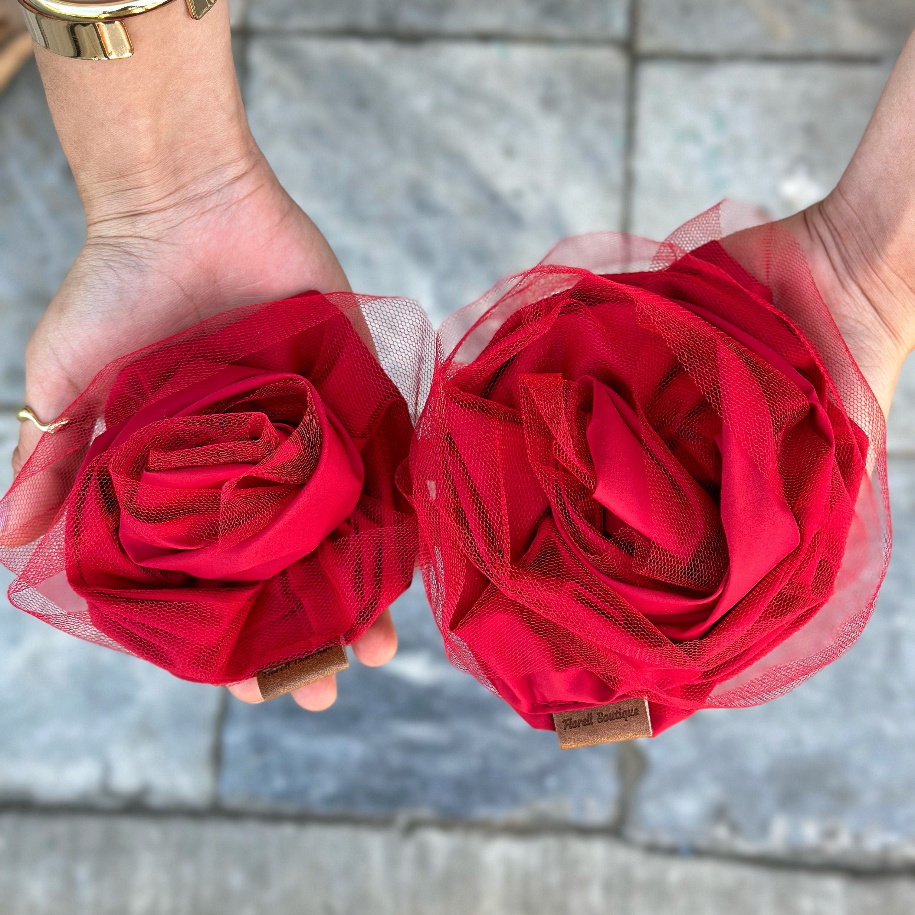 Flor Roja Tul Grande
