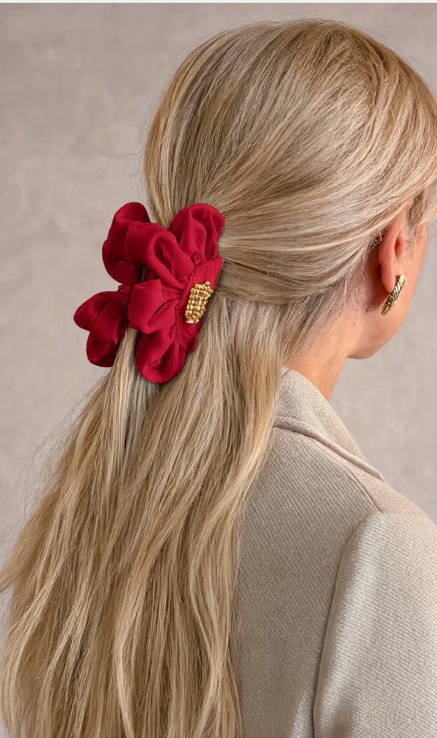 HAIR CLIP ROSÉ ROJO