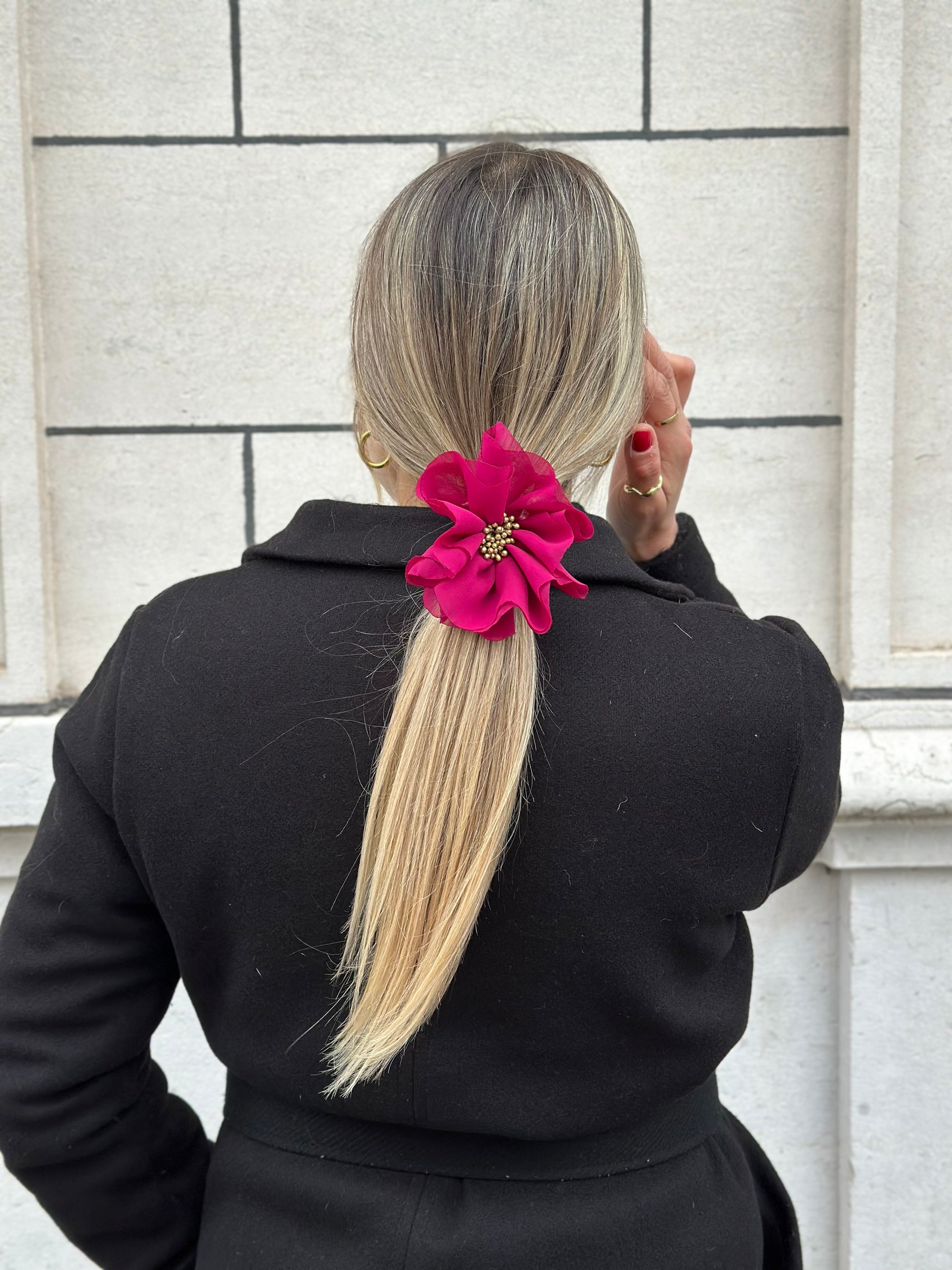 Flor Scrunchie Fucsia