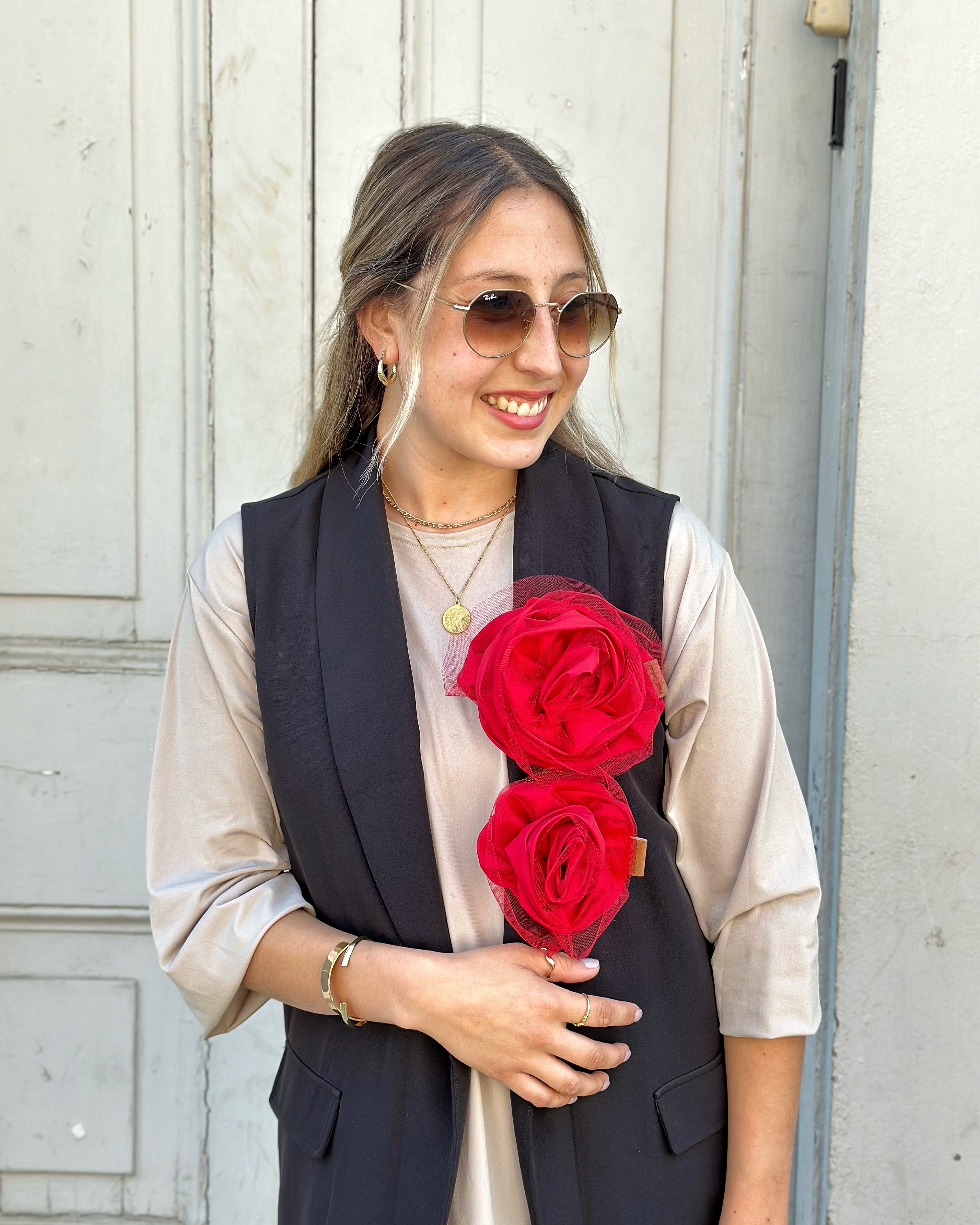 Flor Roja Tul Grande