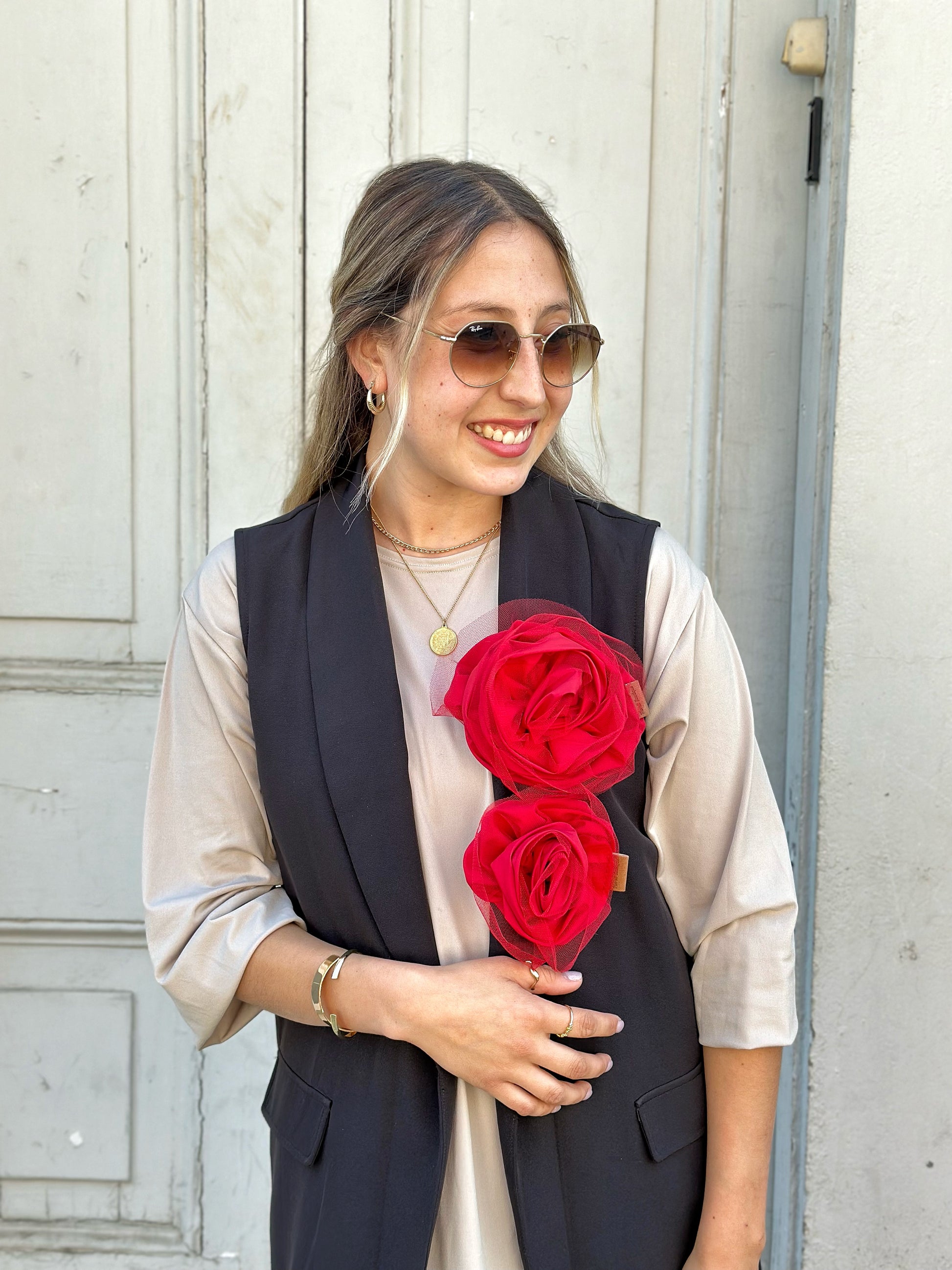 Flor Roja Tul Grande