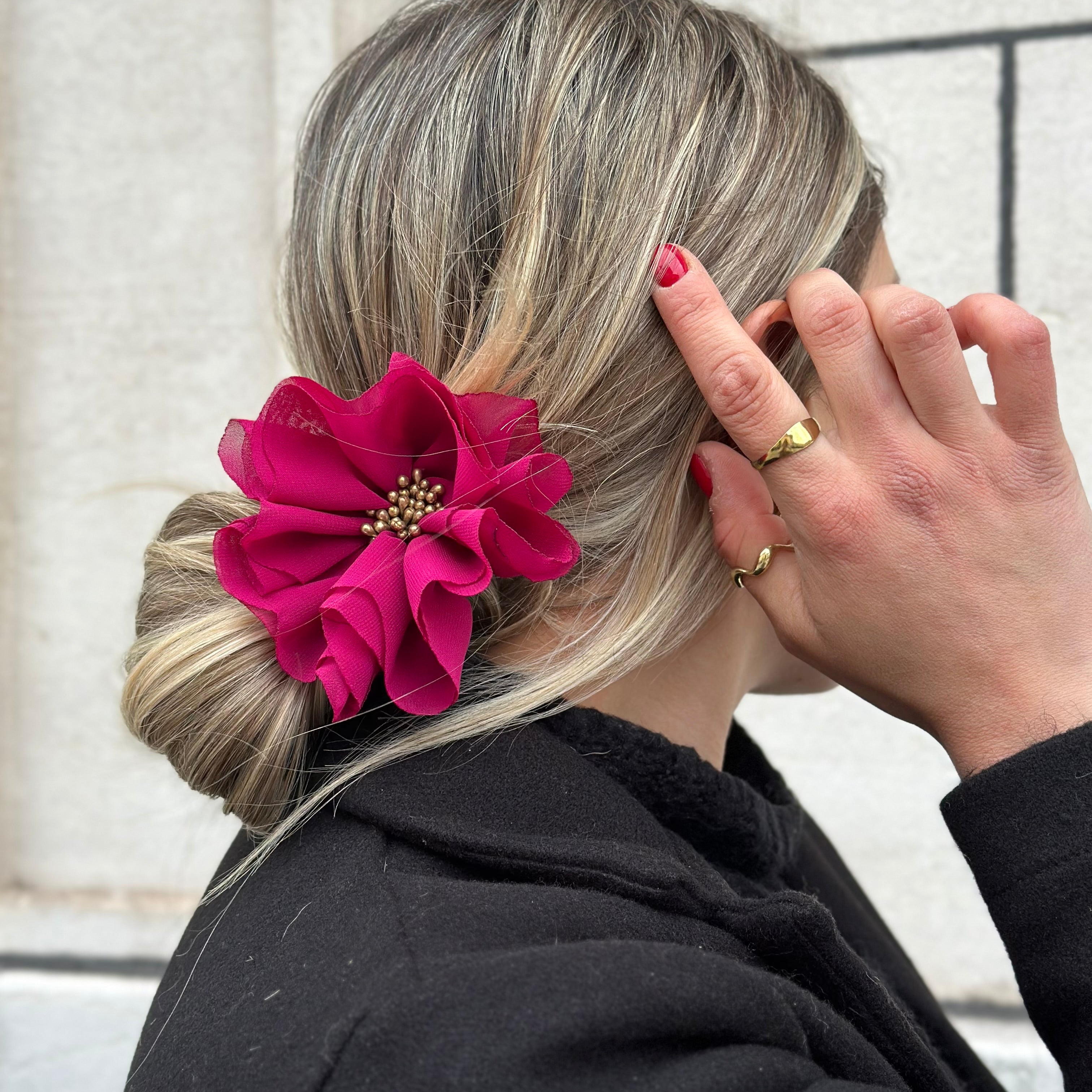Flor Scrunchie Fucsia