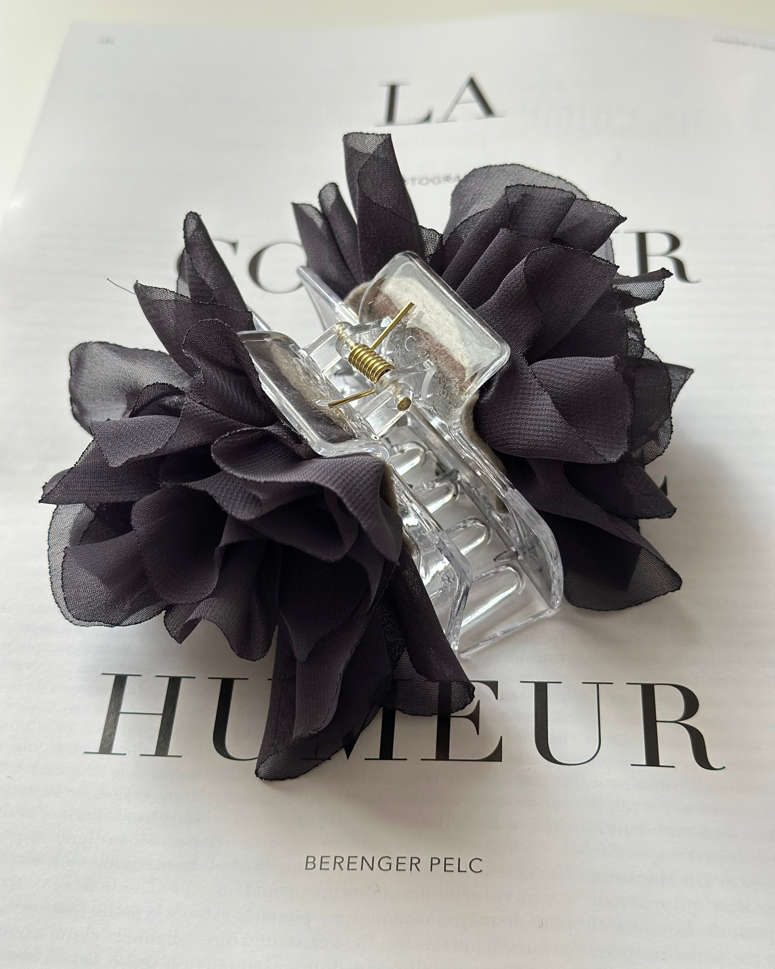 Hair Clip Flor Gris Oscuro