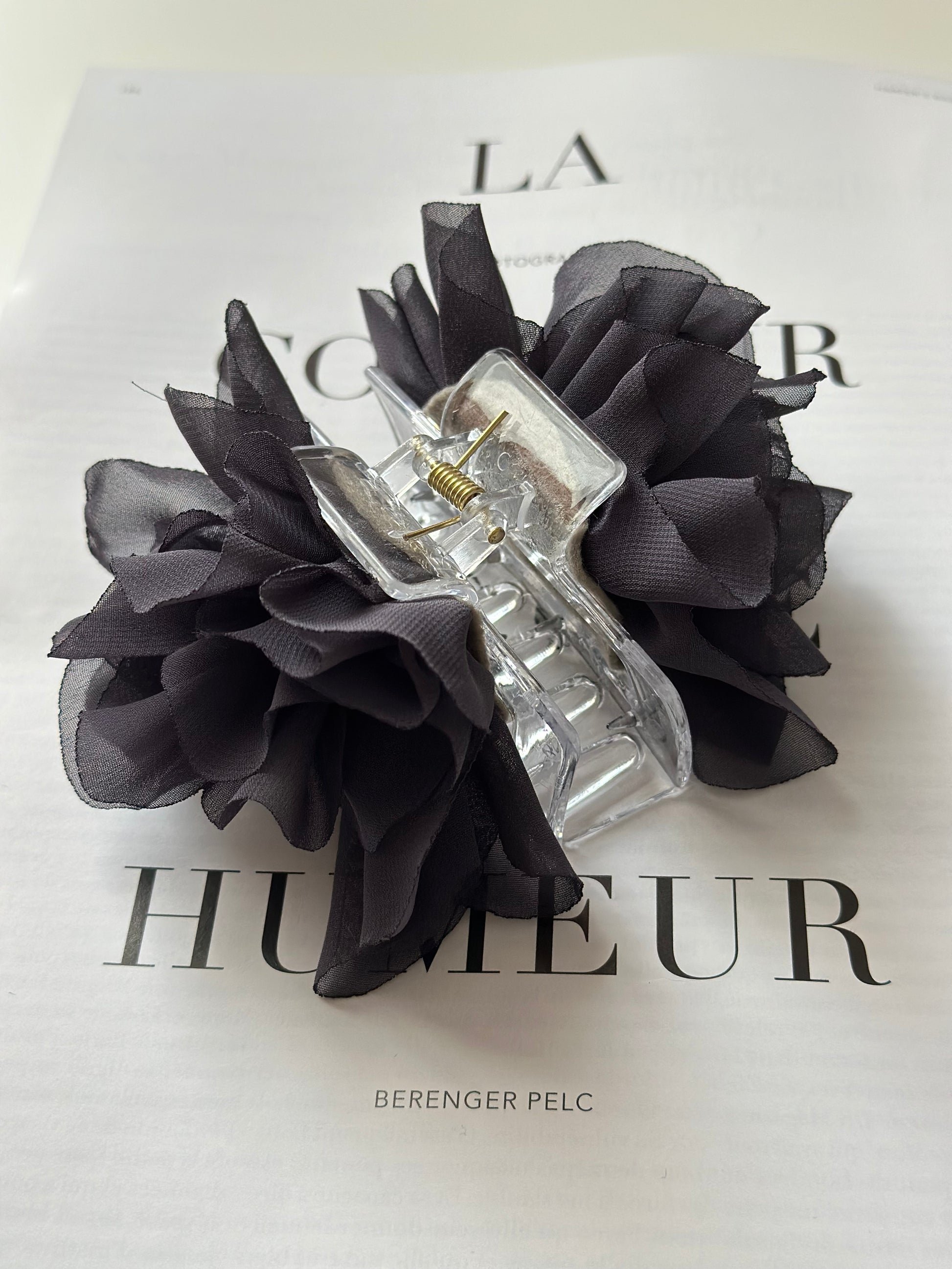 Hair Clip Flor Gris Oscuro