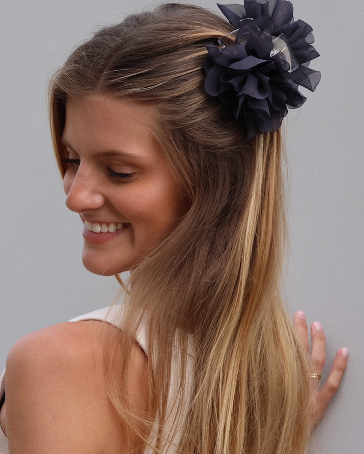 Hair Clip Flor Gris Oscuro