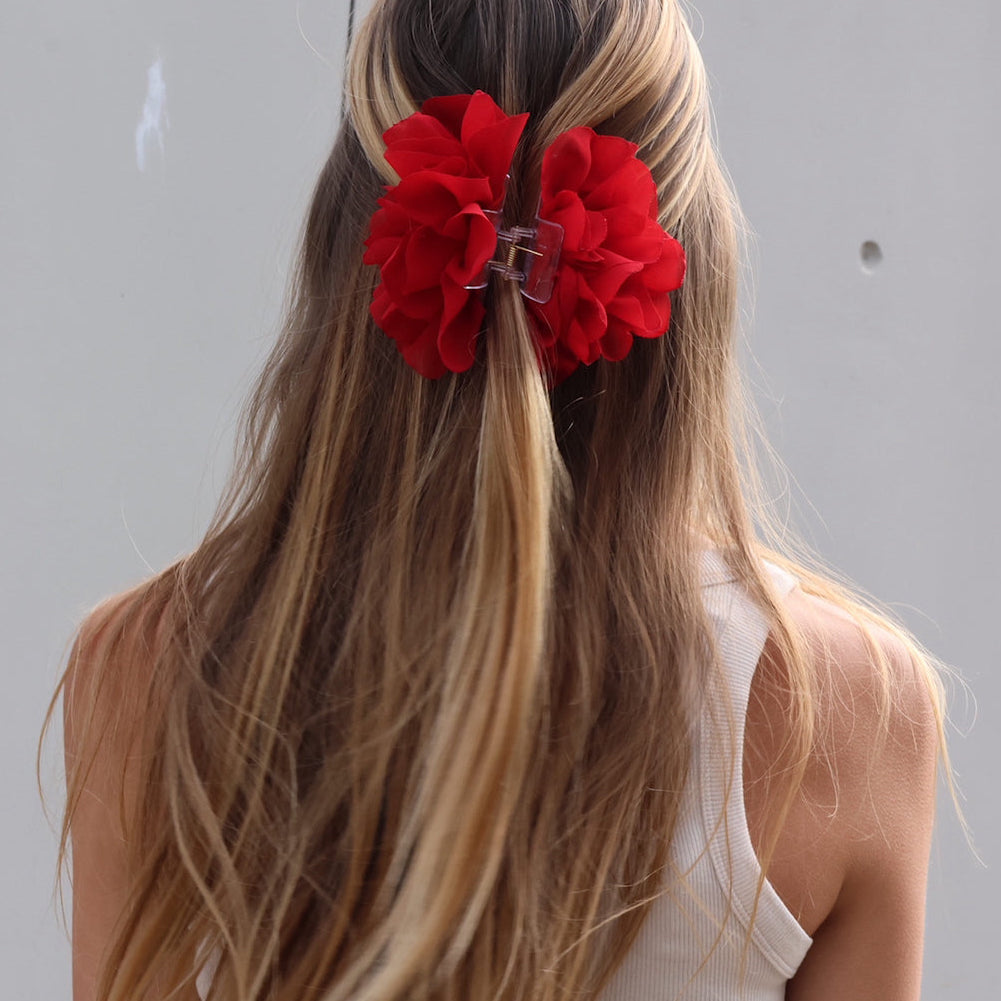 Hair Clip Flor Rojo