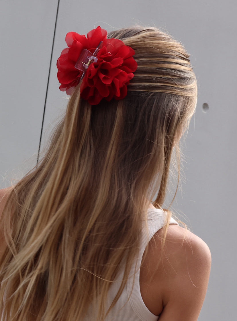 Hair Clip Flor Rojo